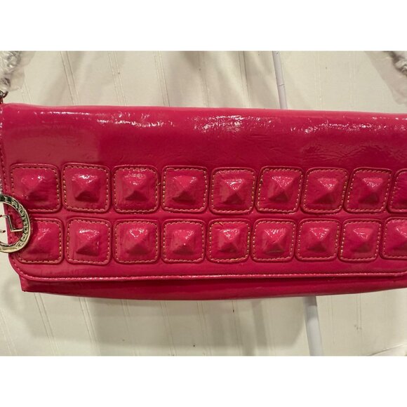 Pink Patent Leather Studded Clutch Chinese Laundry Chain Strap Rear Zipper - Picture 3 of 14